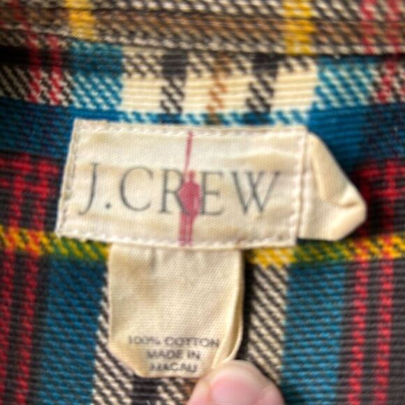 Vintage (90s/2000s) J Crew corduroy flannel style button down shirt Lg plaid - Picture 5 of 7